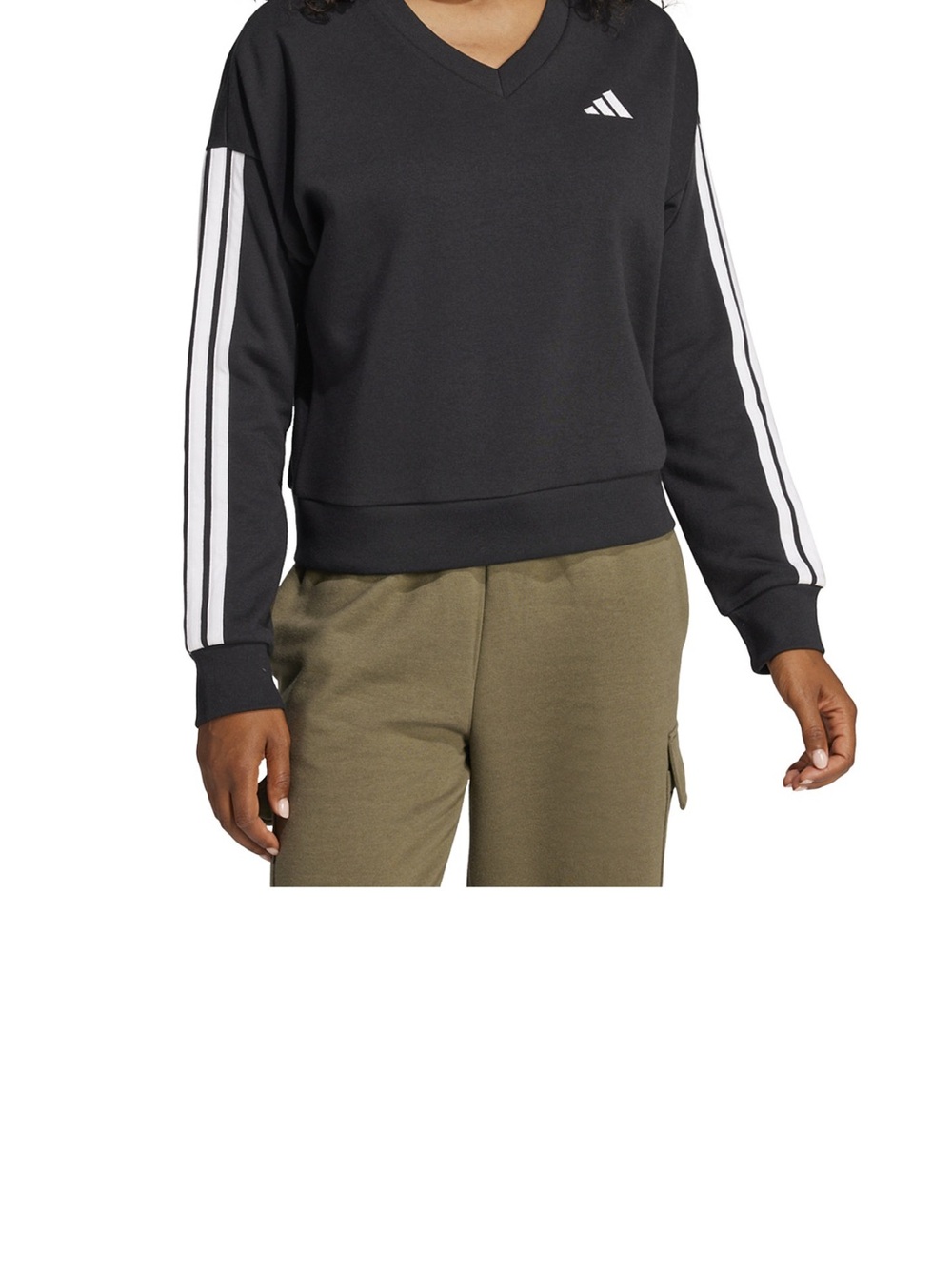 Women's Essentials 3-Stripes French Terry V-Neck Sweatshirt